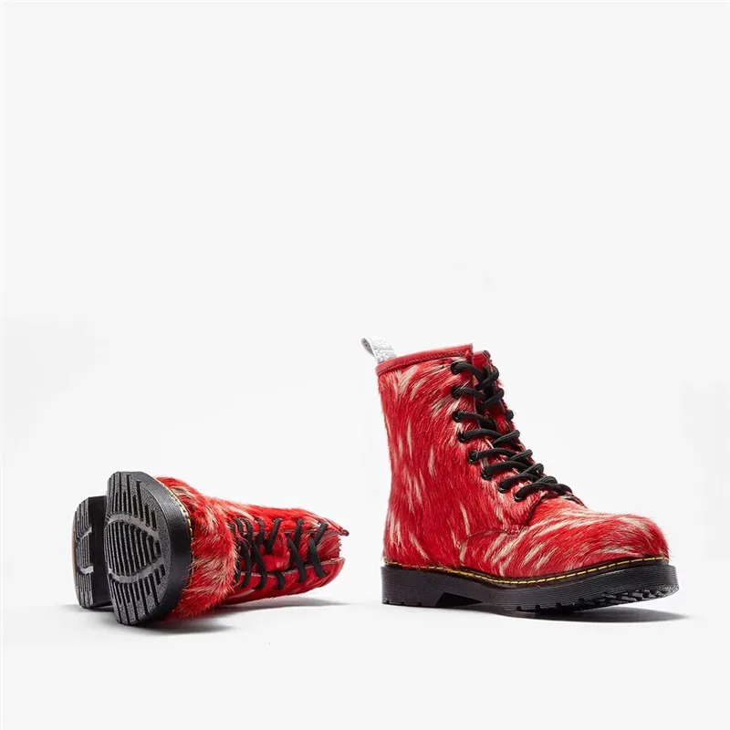 Punk Tobillo Botas De Señoras Martins Mujer Real Crin Caliente Multiple Las Caballo Cuero Invierno Igu Mujeres wEczYXOq
