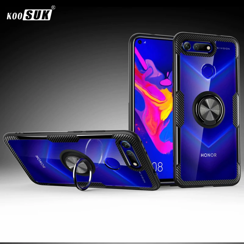 Чехол V20 для Huawei Honor View 20 Роскошный прозрачный чехол из углеродного волокна