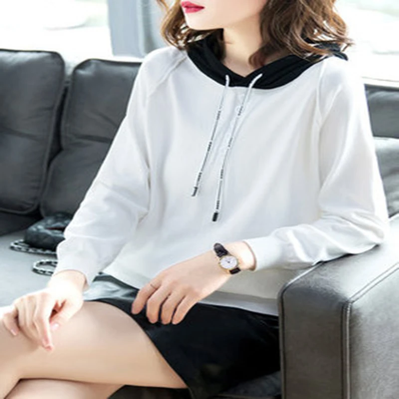 

Fanco Autumn Winter Women Sweatshirt Glitter Stone Knitting Hoodies Short Style Sweatshirt Jumper 2 Colors