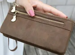 Кошелек Для женщин кошелек с молния известный бренд Винтаж двойной скучный польский кожа долго бумажник сумки 7 цветов 40