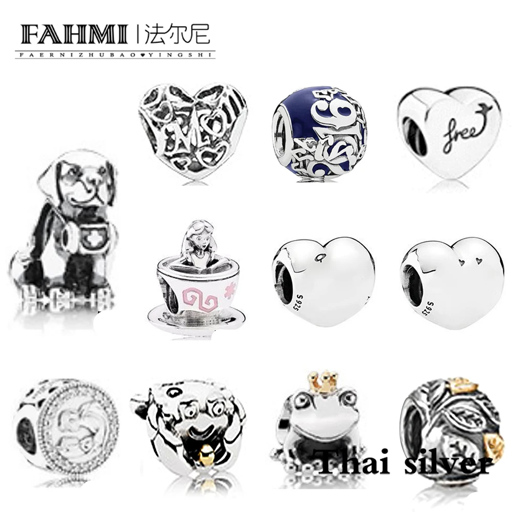 

FAHMI Thai Silver Retro Leaves Frog Prince Puppy Love Mother's Day Beaded Charm Limited Edition Collection Factory Wholesale