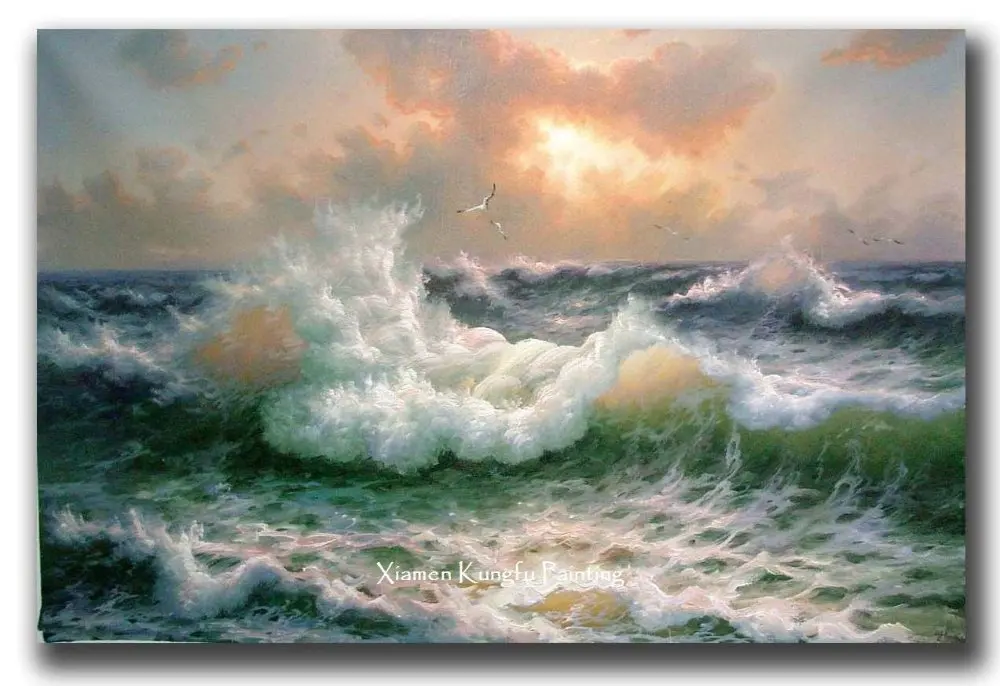 100 hand painted high quality canvas ocean waves oil painting pictures
