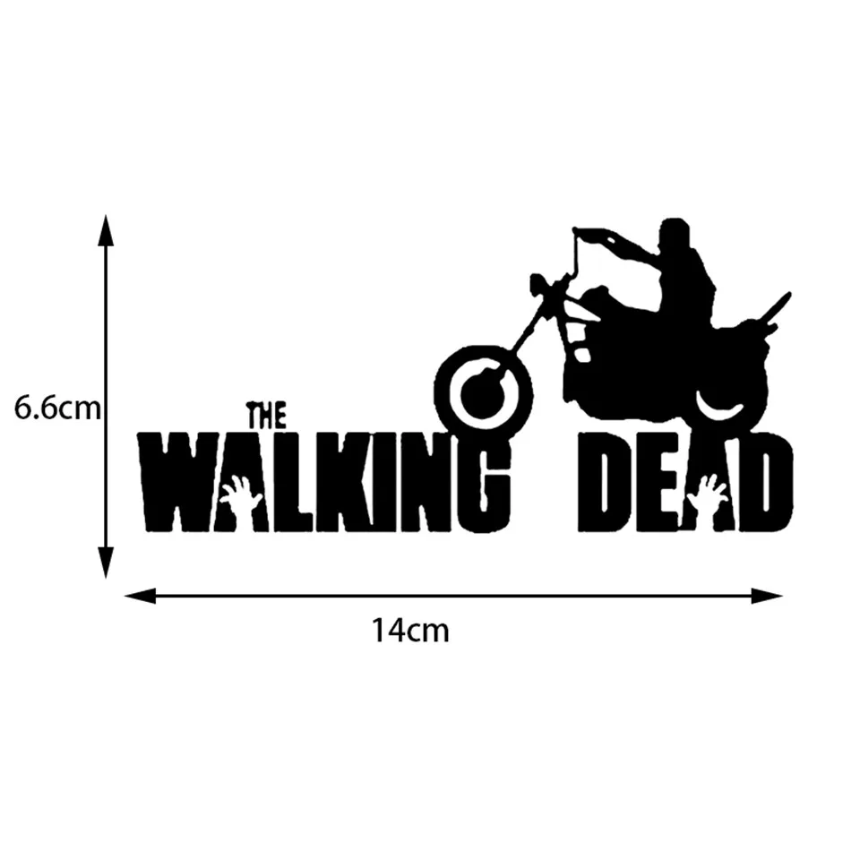 14cm6.6cm Personality Film Walking Dead Riding Motorcycle Body Stickers BlackSilverlaser (1)