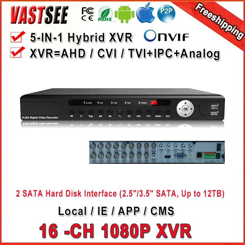 16 Channel 1080P Hybrid XVR for AHD CVI TVI DVR AHD H 960H D1 P2P IP