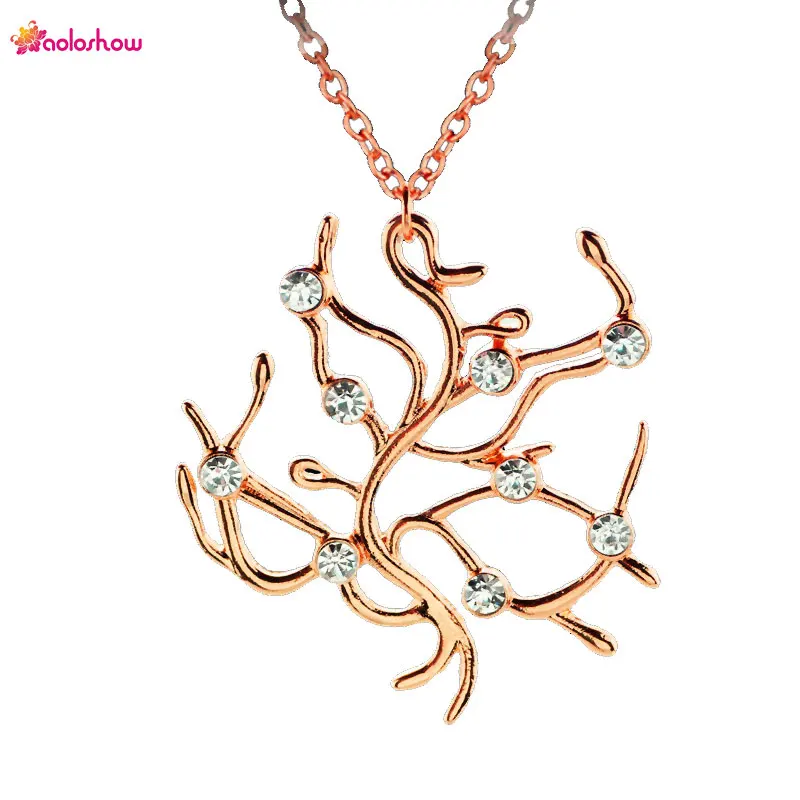 Ожерелье AOLOSHOW из розового золота с изображением красавицы и чудовища Белль