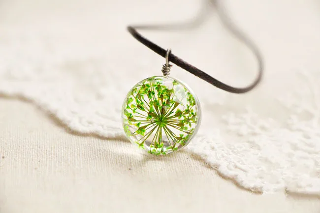 Кулон &quotЦветок в стеклянном шаре&quot на шнурке|chain pendant|necklace longflower necklace |
