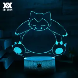 Новый Покемон Snorlax мультфильм 3D лампа Креативный светодиодный холодный многоцветный ночник стол с домашним декором лампа подарок Хуэй