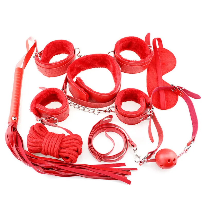 New arrival Leather Bondage Restraints Bdsm Set Funny Toy Slave Adult Love Games Sexy Mask Paddle Handcuffs Rope Bondage Kit