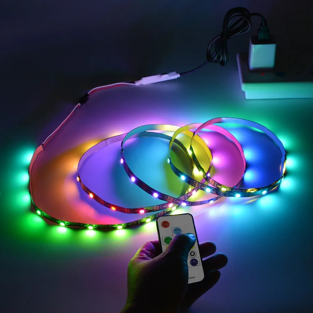 1 м 2 3 4 5 М WS2812 USB В светодиодная Пиксельная полоса света RGB неоновая лента лампа