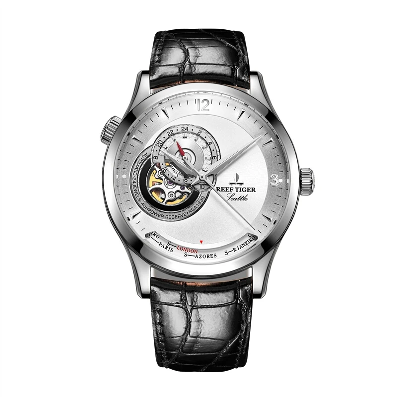 Мужские наручные часы с ремешком из кожи автоподзаводом|watch automatic|watch automatic