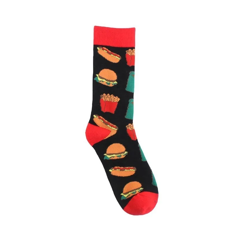 CHAOZHU/крутые мужские забавные носки для покера с изображением гамбургера перца, забавные кроссовки, Уличная обувь для мальчиков в стиле хип-хоп, жаккардовые носки