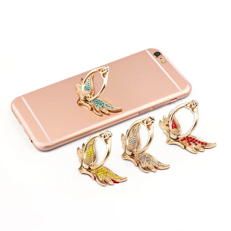 JINHF Diamond Wing Finger Ring Phone Holder For iPhone Samsung Mobile Phones Tablet Dock Stand Mount