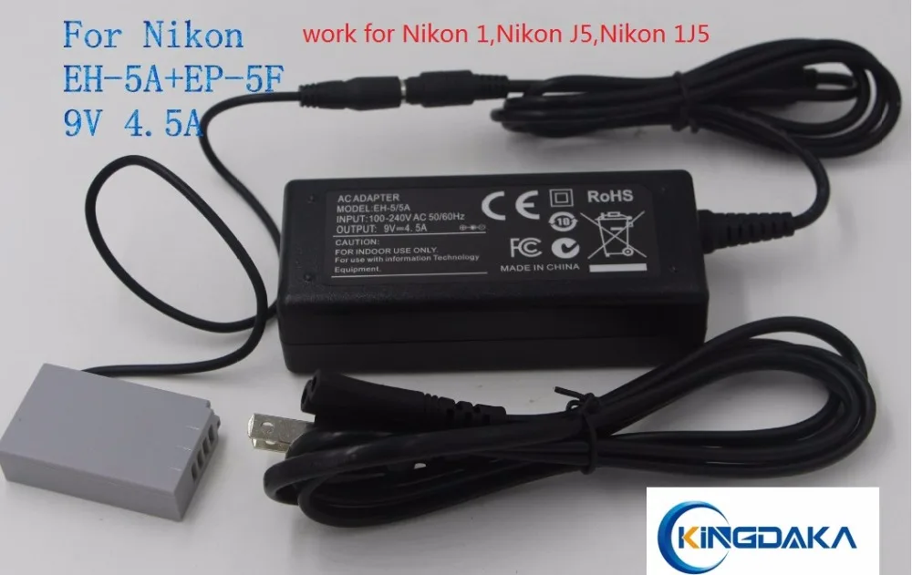 

1set. EH-5A+EP-5F AC Power Adapter charger ( dummy battery ) for Nkon 1. J5. 1J5