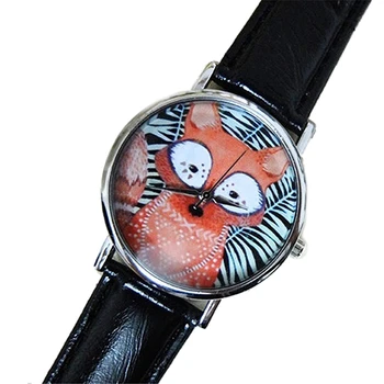 

woman lovely Little Fox Leather Watch Black