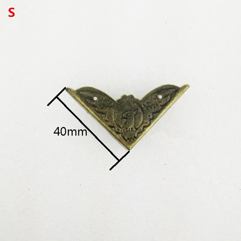 Bronze-Tone-Wooden-Box-Protector-Book-Album-Menu-Folder-Corner-Protectors-Ancient-Vintage-Flower-Birds-Pattern