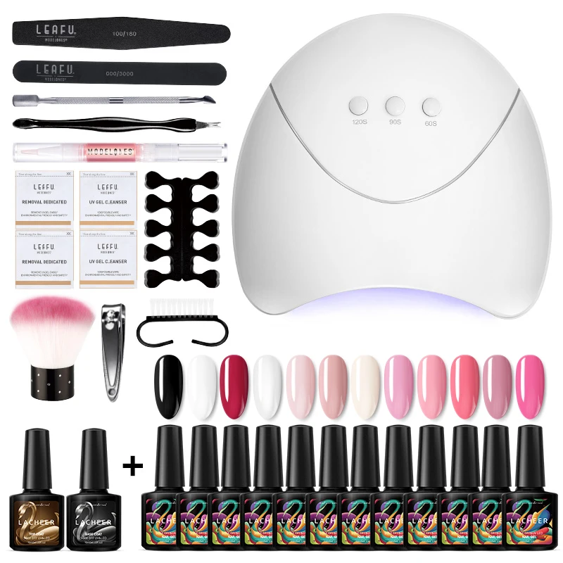 

Lacheer 26Pcs/set 36W Led Lamp Nail Art Manicure Set 12 Colors Gel Polish Semi Permanent Led Gel Polish Professional Gel Kits
