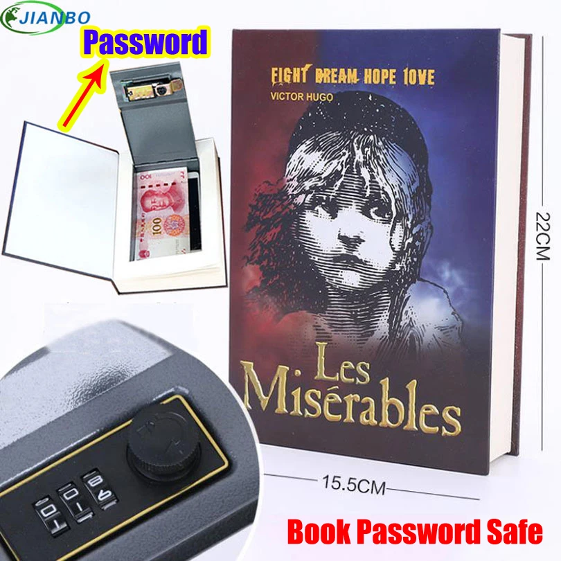 Home Storage Safe Box Dictionary Digital Password Book Bank Money Cash Jewellery Hidden Secret Security Locker With Metal Lock