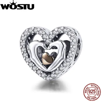

WOSTU Romantic 925 Sterling Silver Give You MY Heart Charm Beads For Original DIY Bracelet Jewelry Making Lover Gift CQC934