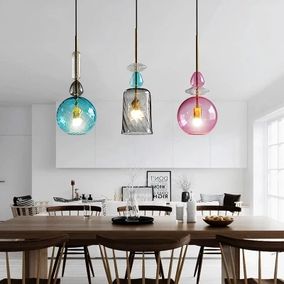 Скандинавские витражные подвесные светильники Led Лофт современный подвесной светильник конфетный светильник для столовой кухни домашний декор светильники E27
