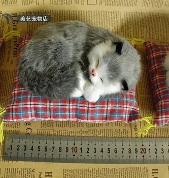 

gray simulation cat doll lifelike cute cat gift 15x7x12cm