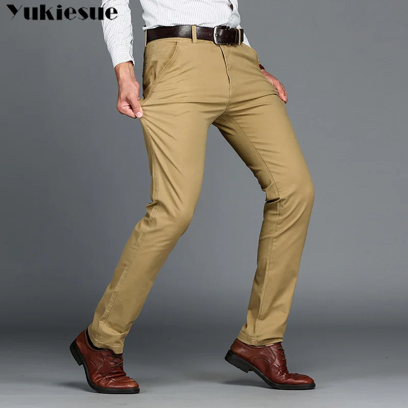 Мужские классические повседневные брюки мужские цвета хаки Деловое платье Slim Fit Эластичные Jogger длинные брюки мужская одежда хлопок