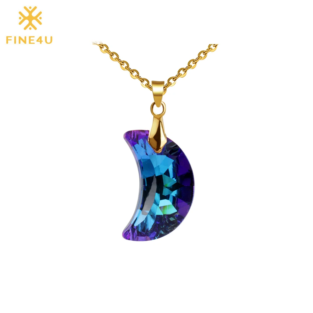 Ожерелья и подвески с кристаллами Луной FINE4U N064 цепочка из нержавеющей стали 316