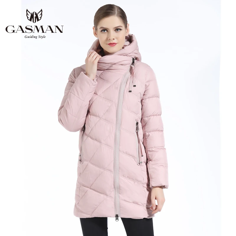 

GASMAN Womens Jackets And Coats Winter 2018 Fashion Medium Length Hooded Thick Parka Down Jacket Casual Overcoats New Winter