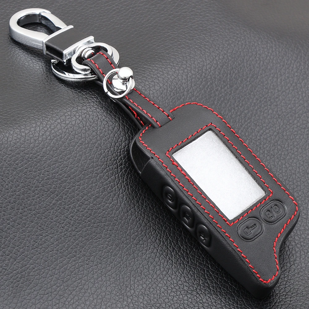 

VCiiC Leather Case KeyChain For Russian 2-way Alarm System Key Fob For Tomahawk TZ-9010 TZ9010 Tomahawk TZ9030,TZ 9030,TZ-9030