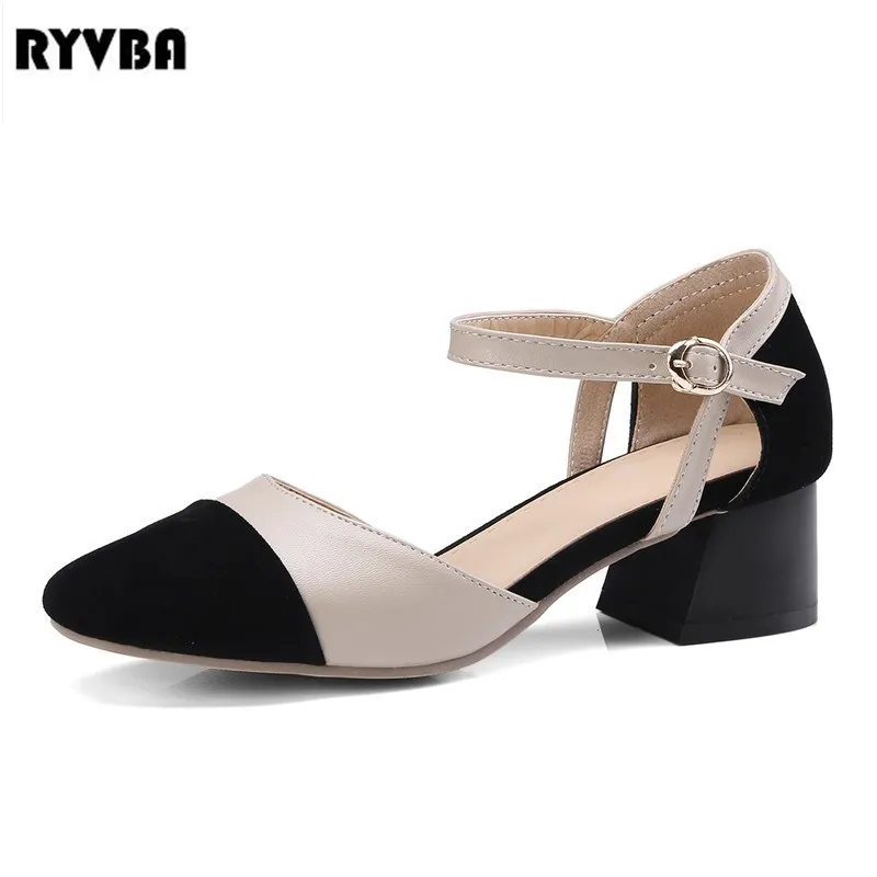 

RYVBA 2019 summer woman sexy hot ankle wrap sandals women thick heels shoes womens fashion square toe ladies sandal sandalias