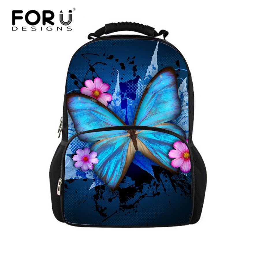 FORUDESIGNS/женский рюкзак с бабочкой для девочек-подростков, рюкзак, школьная сумка, Лидер продаж, рюкзаки с принтом на заказ для детей, подарок
