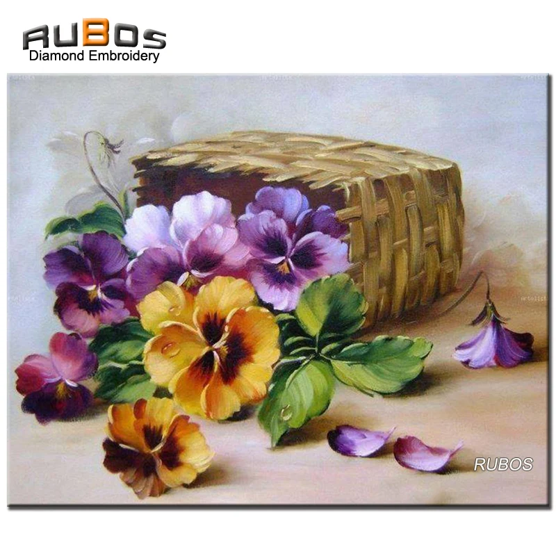 RUBOS Butterfly Flower Basket Diamond Painting Full Square Or Round Diamond Embroidery Kit Cross Stitch 5D DIY Mosaic New Sale (1)