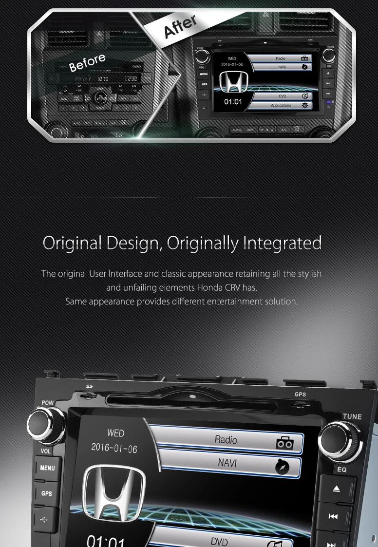 Cheap 8" Special Car DVD for Honda CRV 2007-2011 with Original User Interface/Appearance & Android Mirror Link Support 3