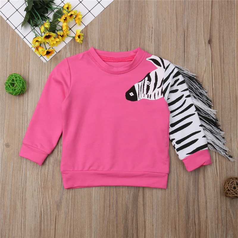 

Cute Children T Shirts Zebra Print Girls Tops Kids Sweatshirt Kids Girl T-shirt Tops Casual Children Clothes Girls Hoodies 1-6Y