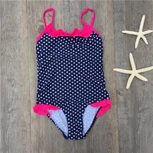YANGMAILE/летние купальники в горошек с оборками для девочек; сплошной купальник; комбинезоны; costumi da bagno bambina Y