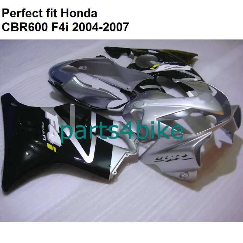 

Injection molding fairings for Honda CBR600 F4i 2004 2005 2006 2007 silver black fairing kit CBR600F4i 04 05 06 07 HZ128