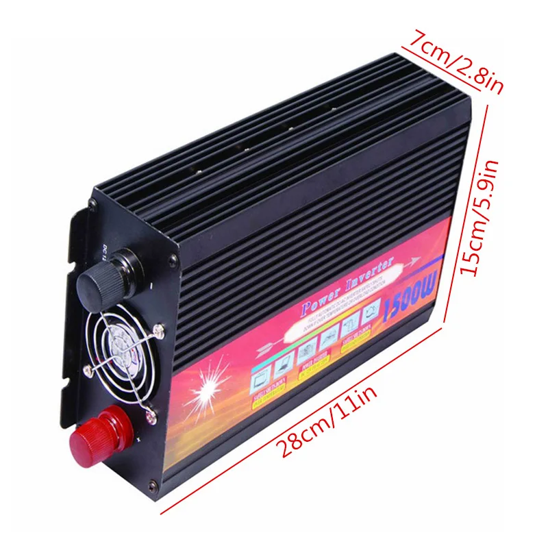 Peak Power 3000W Inverter Rate 1500 Car Charger Power Inverter Converter 12 v to 220v inversor With US UK EU AU Universal Socket (8)
