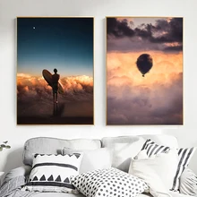 Surrealism Cloud Sea Balloon Nordic Posters And Prints Wall Art Canvas Painting Wall Pictures For Living Room Bedroom Home Decor