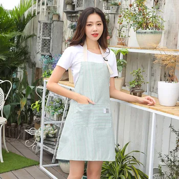 

Sleeveless Apron Double Shoulder Strap Hanging Neck Style Fresh Candy Color Home Stripe with Apron