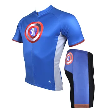 

Superhero Captain America Cycling Jersey American Hero theme Younger Men Boy Bike Jersey Cool