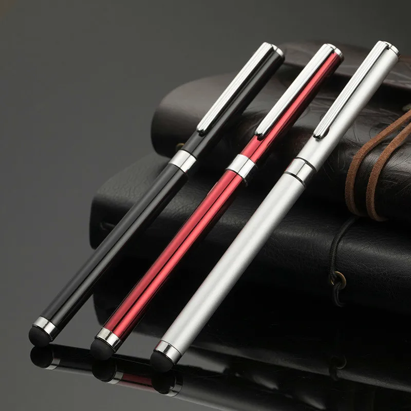 

0.5mm black ink metal gel pen Business Writing Brush Capacitance Write Pen Ipad Flat Stylus School Office Stationery Supplies