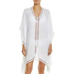 2019 женское бикини, однотонное белое покрытие, купальный костюм, кружевной вязаный купальник, свободное прозрачное пляжное платье бохо