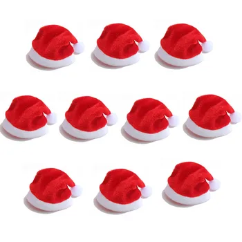 

10pcs/lot Fashion Mini Christmas Santa Hat Cup Bottle Cover Christmas Crafts Accessories Gift Home Decorations 20% off