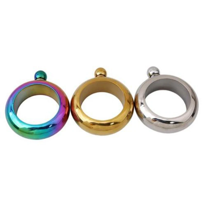 Fashion Stainless Steel Portable 3.5oz Hip Flask Holder Alcohol Drink Bangle Bracelet