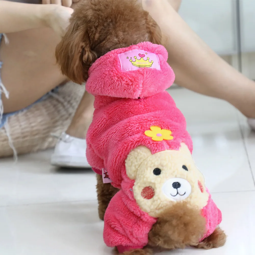 Plum/Blue Winter Pet Dog Clothes Pet Jumpsuit Teddy Dog Jackets Coats