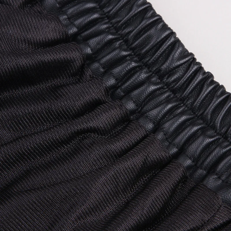 High waist Women Plus size leather shorts 2017 Autumn Fashion PU leathe Mosaic Ladies Skinny Black wide leg super shorts Girls