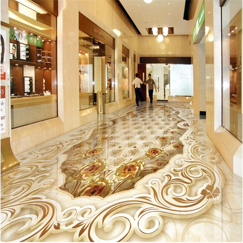 Pavimenti Beibehang Dipinti Di Lusso Di Fascia Alta Aristocratico Oro Rosa Pietra Modello Parquet 3D Piastrelle Per Pavimenti Papel De Parede