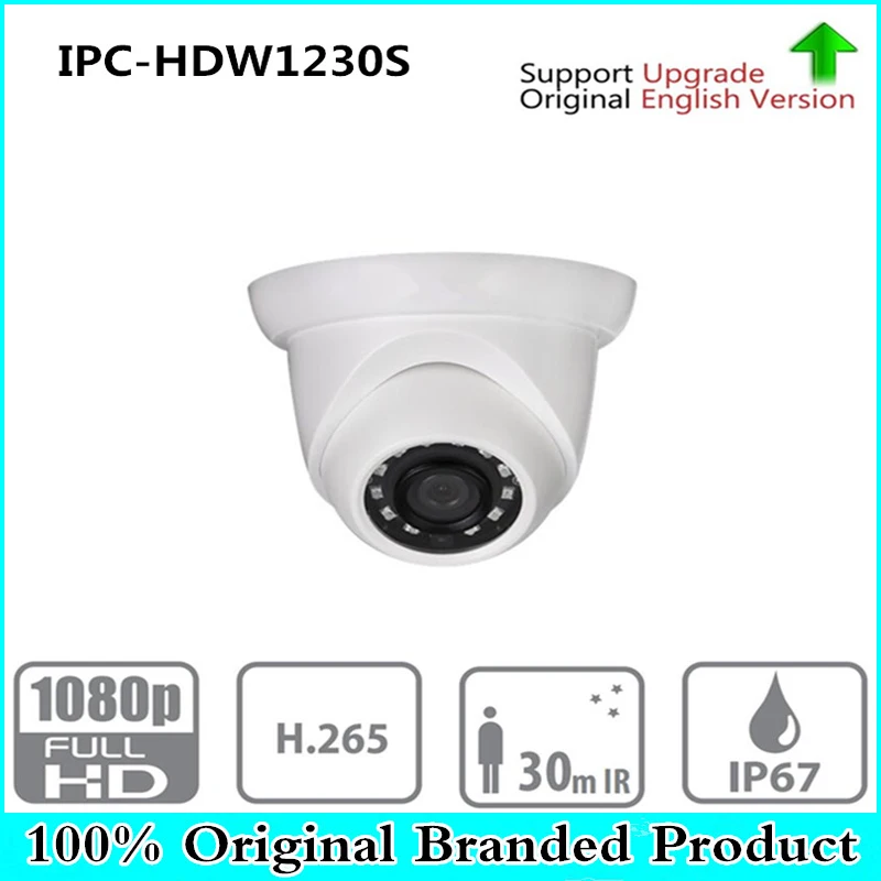 

Original DH English version IPC-HDW1230S 2MP 2.8mm Fixed Lens IR Eyeball Network Camera IP67, PoE free shipping