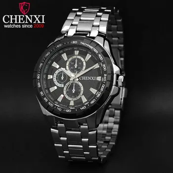 

CHENXI Men Watch For Business Silver Stainless Steel Strap Analog Display Wristwatch For Man Clock Casual Top Design PENGNATATE