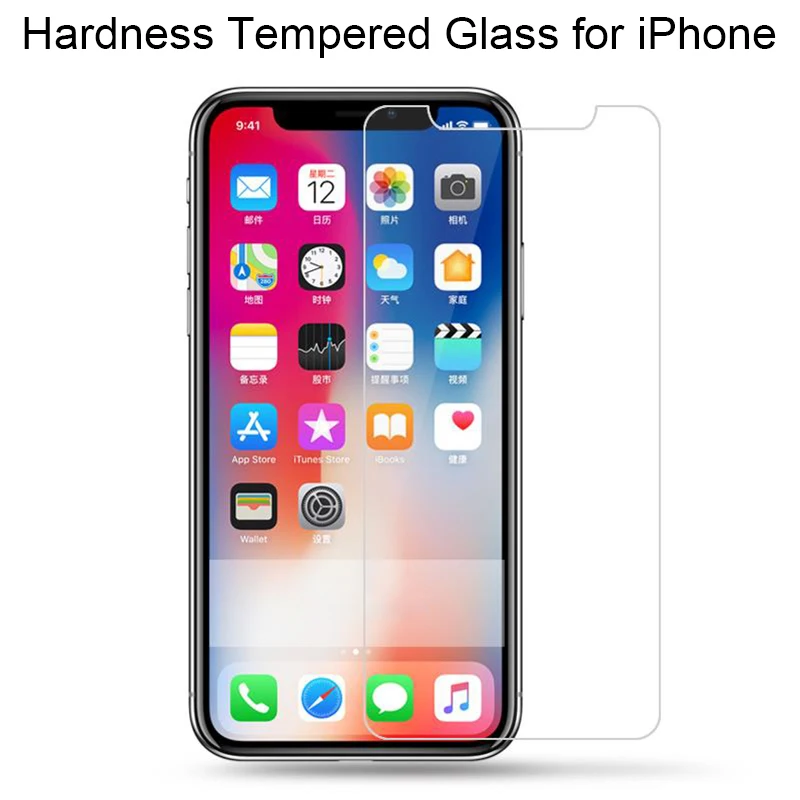 

Tempered Protective Glass for iPhone X 10 8 7 6s 6 Plus 5 5s SE 4 4S 3 Hardness Screen Protector on iPhone 7 Plus for iPhone 8