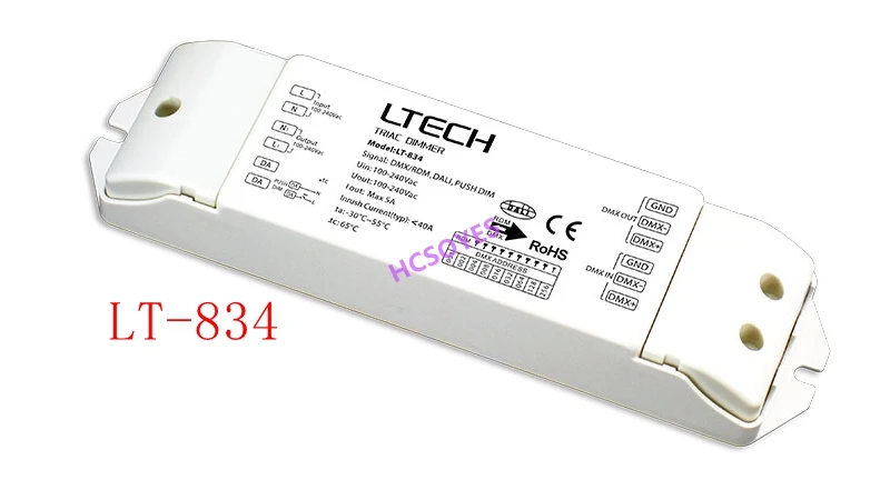 

LTECH LT-834 DALI/DMX - Phase-cut Dimming Module DMX/RDM, Push DIM AC110V 220V triac smart dimming signal converter